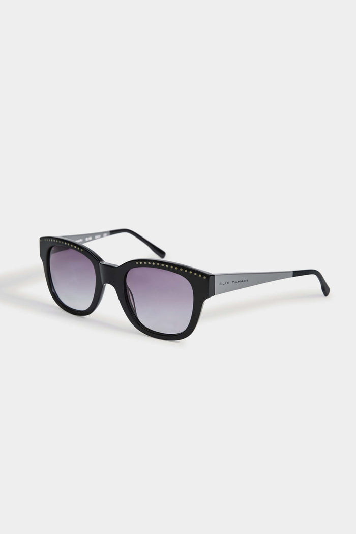 Elie Tahari Rectangular Dot Sunglasses Black/Grey Pearl