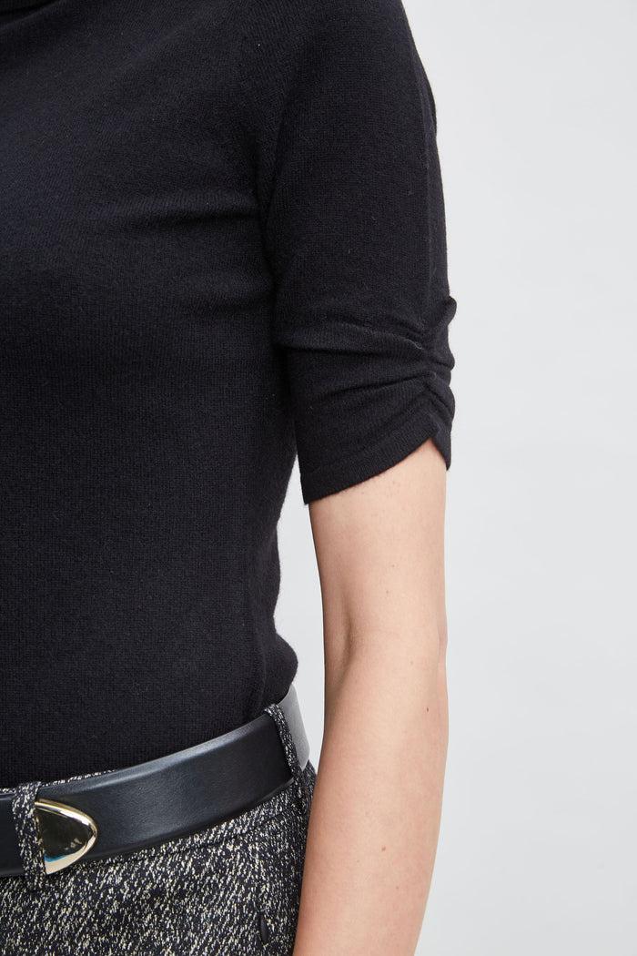 Elie Tahari Short Sleeve Cashmere Wool Sweater BLACK