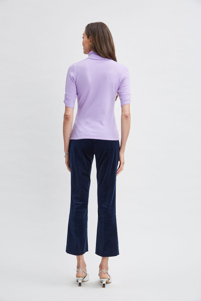 Elie Tahari Short Sleeve Cashmere Wool Sweater LAVENDER