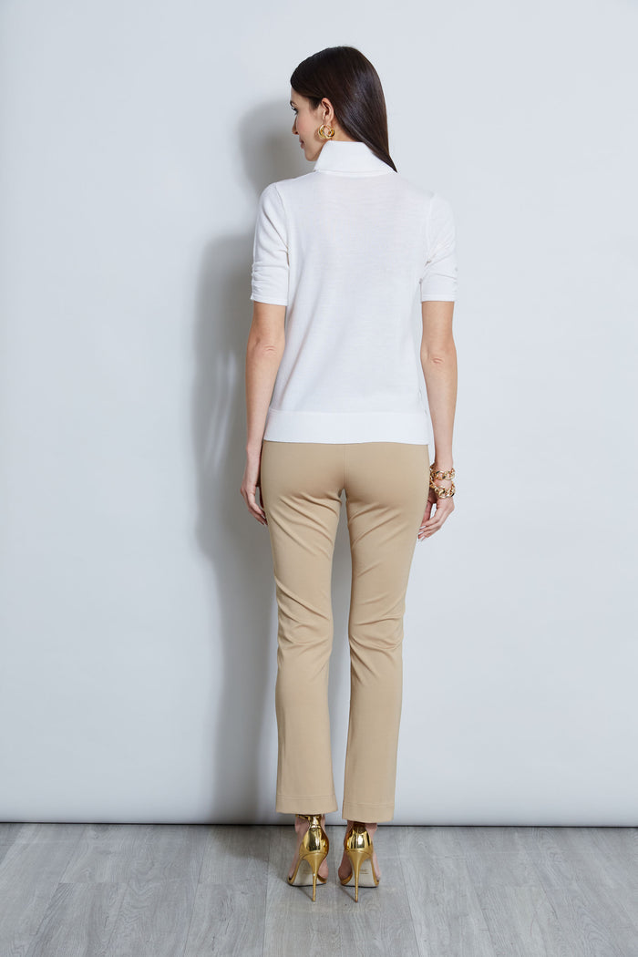 Elie Tahari Short Sleeve Satin Front Sweater FRESH PEARL