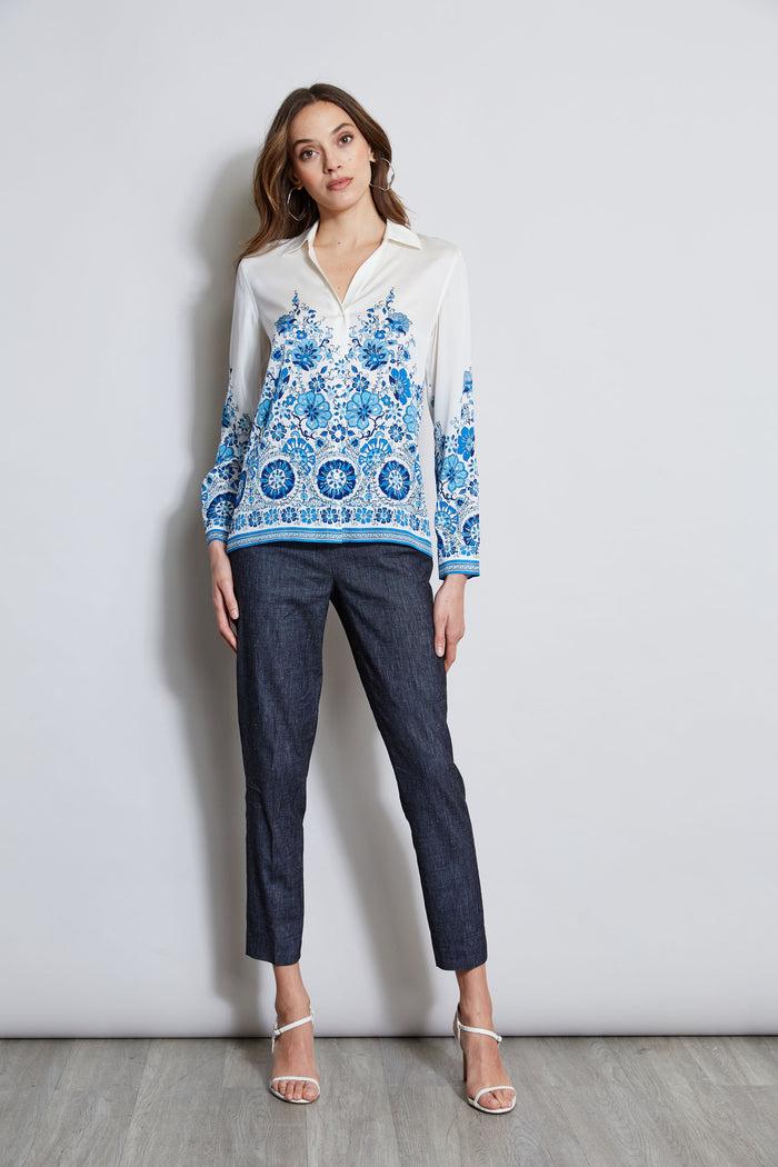 Elie Tahari Silk Cascade Garden Shirt CASCADE GARDEN PRINT