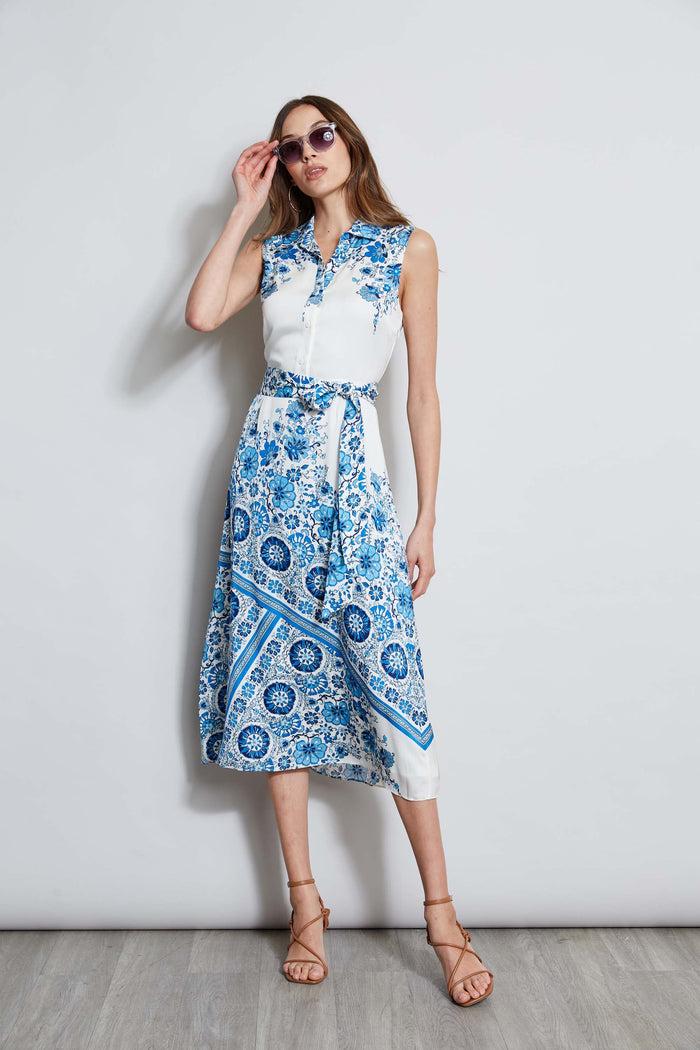 Elie Tahari Silk Cascade Garden Shirt Dress CASCADE GARDEN PRINT