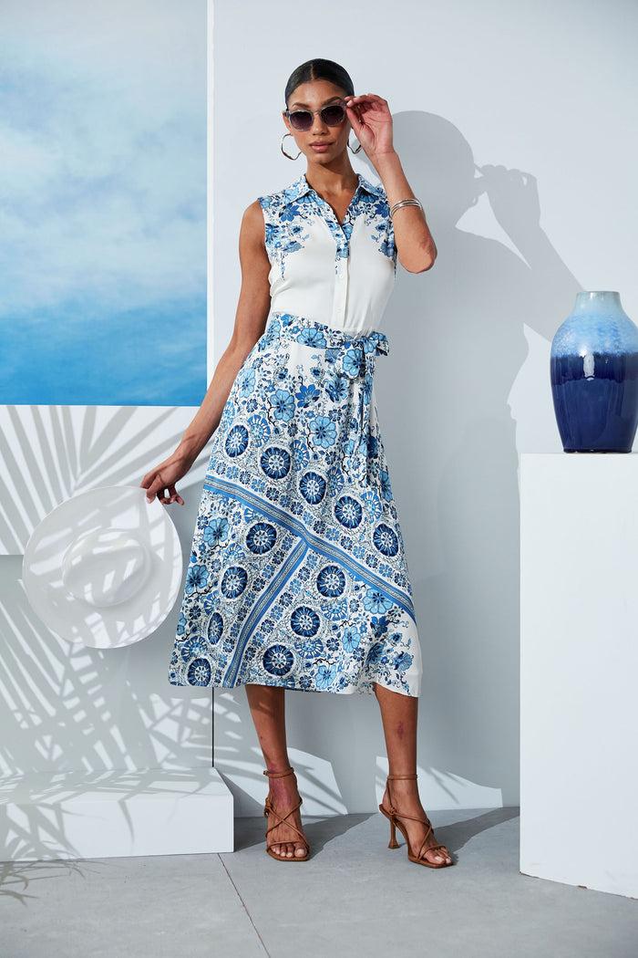 Elie Tahari Silk Cascade Garden Shirt Dress CASCADE GARDEN PRINT