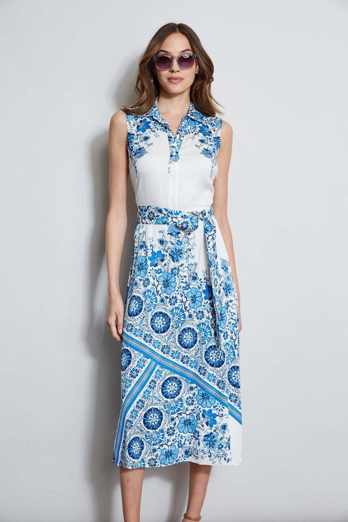 Elie Tahari Silk Cascade Garden Shirt Dress CASCADE GARDEN PRINT