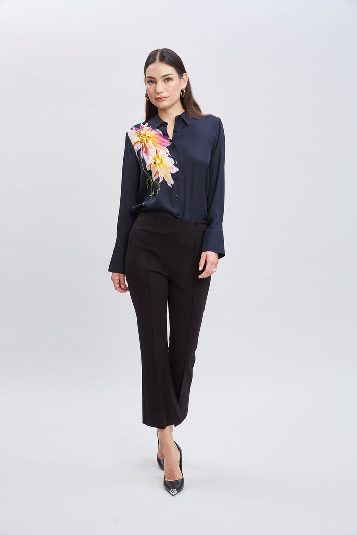 Elie Tahari Silk Dahlia Button Down Shirt STARGAZER MULTI