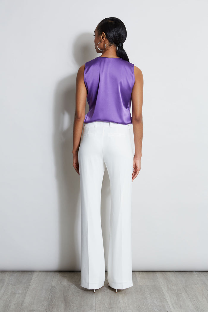 Elie Tahari Silk Satin Sleeveless Cascade Shirt VIOLET
