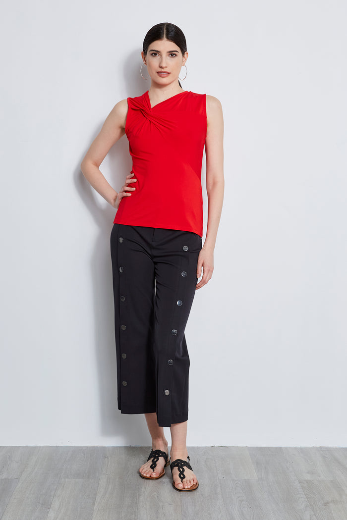 Elie Tahari Sleeveless Asymmetric Twist Knit TROPIC RED