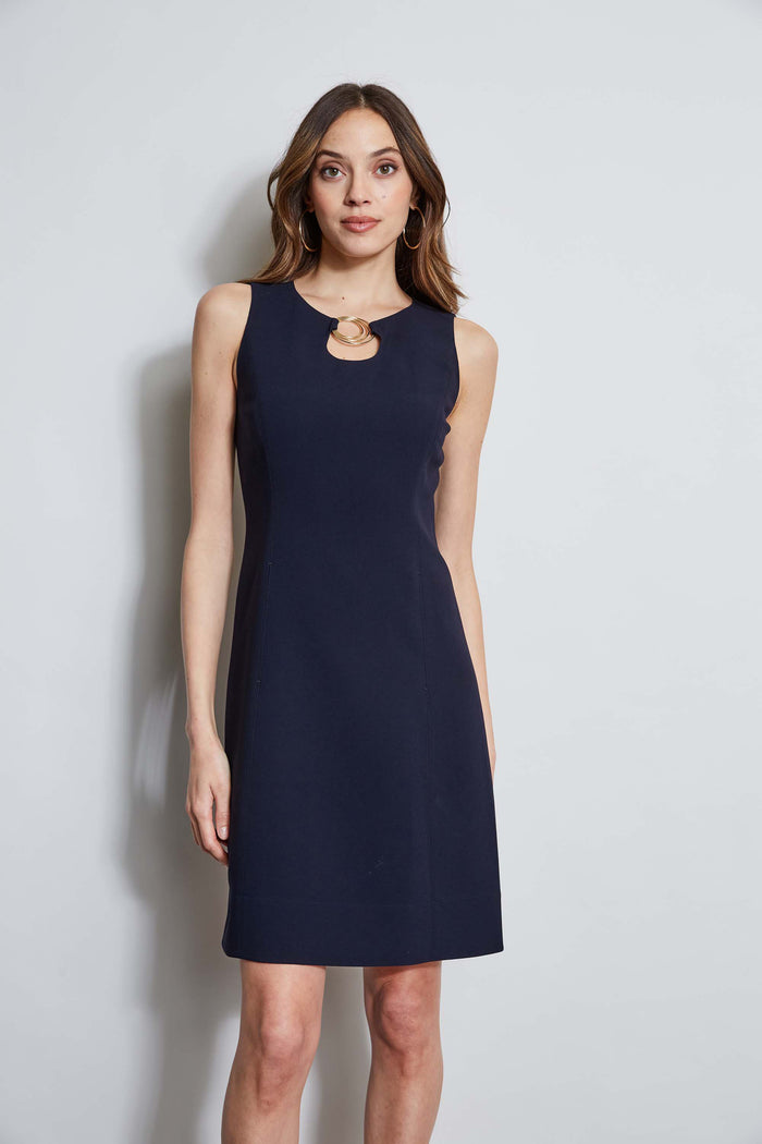 Elie Tahari Sleeveless Keyhole Ring Dress STARGAZER