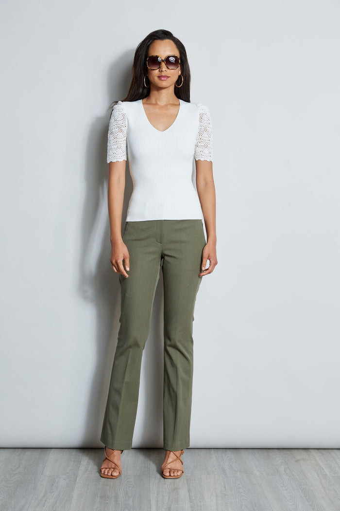 Elie Tahari Stretch Twill Fit & Flare Pant WILLOW GREEN