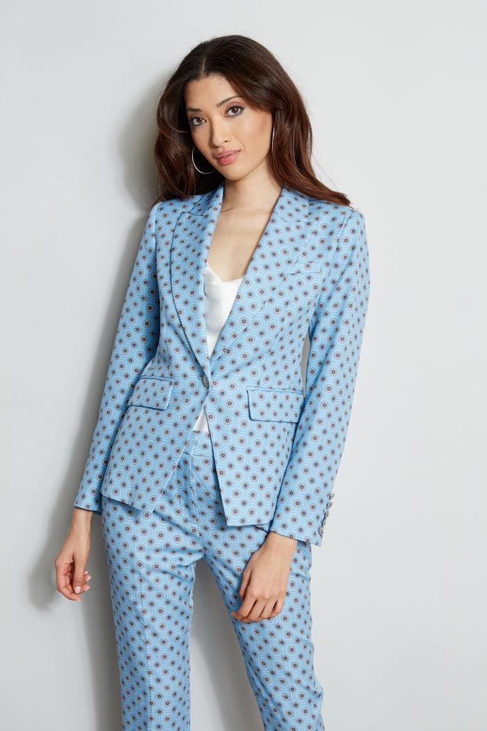 Elie Tahari Sun Print Single Button Blazer SUN BLUE PRINT