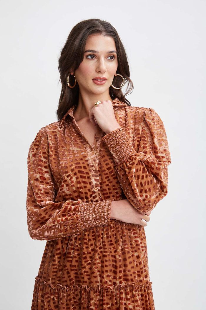 Elie Tahari T-Tahari Animal Burnout Dress GEO BURNOUT