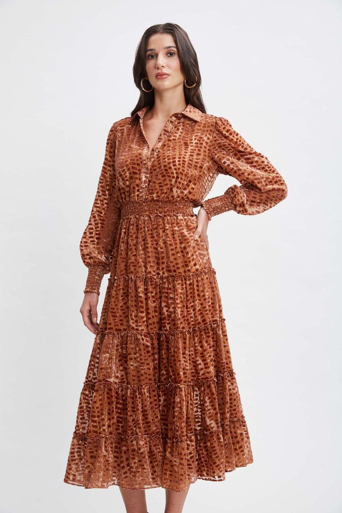 Elie Tahari T-Tahari Animal Burnout Dress GEO BURNOUT