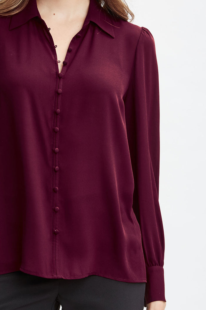 Elie Tahari T-Tahari Button Down Shirt BORDEAUX RED