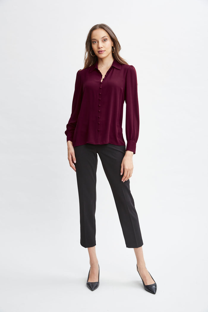 Elie Tahari T-Tahari Button Down Shirt BORDEAUX RED