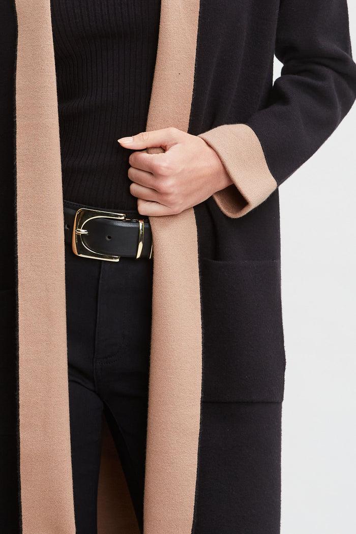 Elie Tahari T-Tahari Color Block Cardigan BLACK/HAZELWOOD