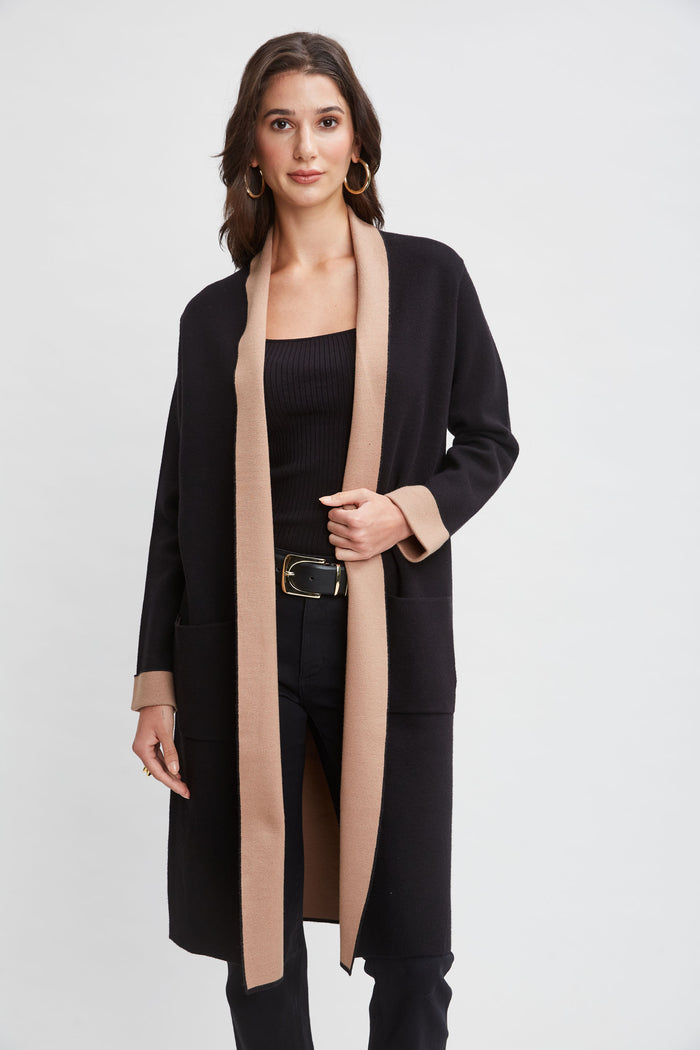 Elie Tahari T-Tahari Color Block Cardigan BLACK/HAZELWOOD
