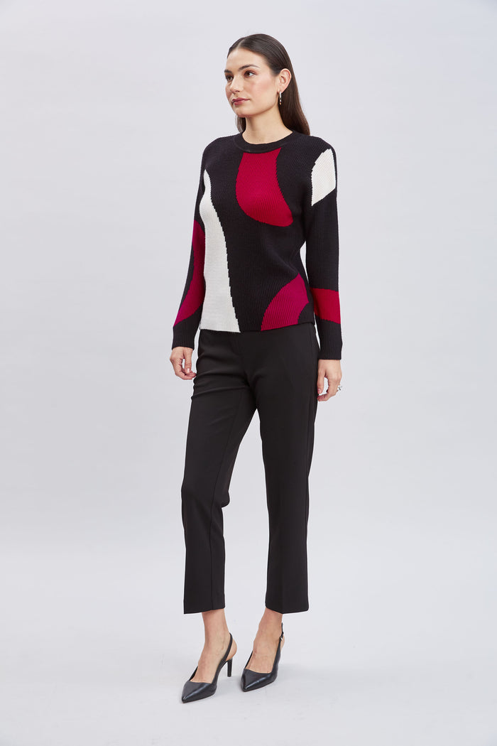 Elie Tahari T-Tahari Color Block Sweater PINK HEART COMBO