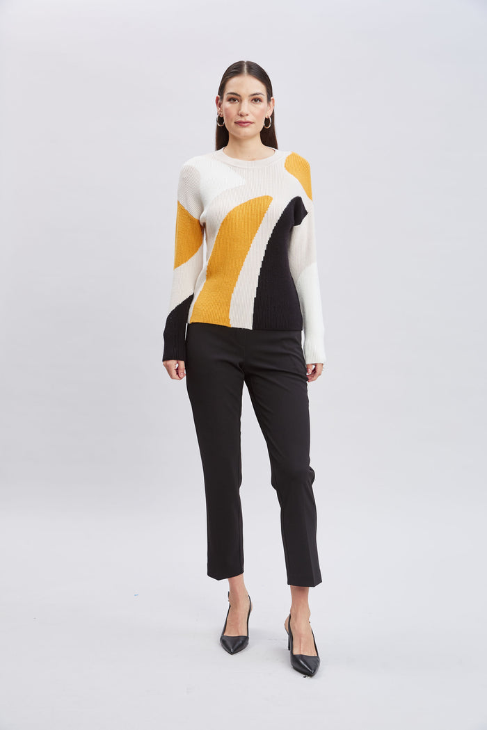 Elie Tahari T-Tahari Color Block Sweater YELLOW GOLD COMBO
