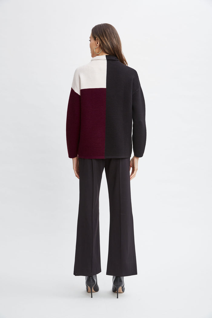 Elie Tahari T-Tahari Colorblock Sweater BORDEAUX RED COMBO