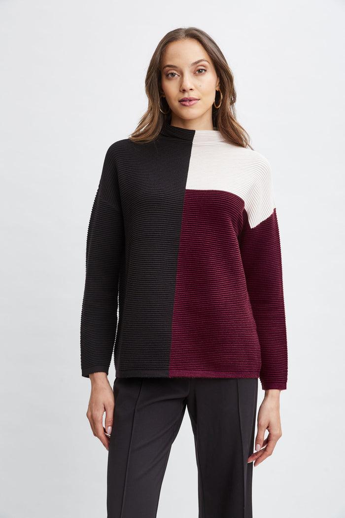 Elie Tahari T-Tahari Colorblock Sweater BORDEAUX RED COMBO