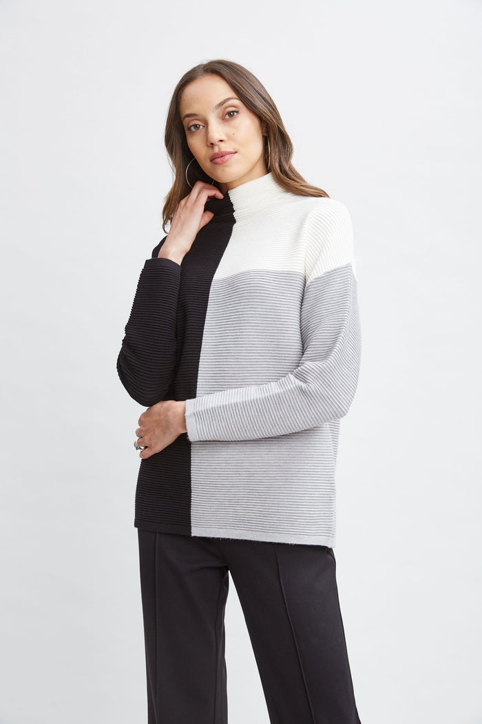 Elie Tahari T-Tahari Colorblock Sweater GREY HEATHER COMBO