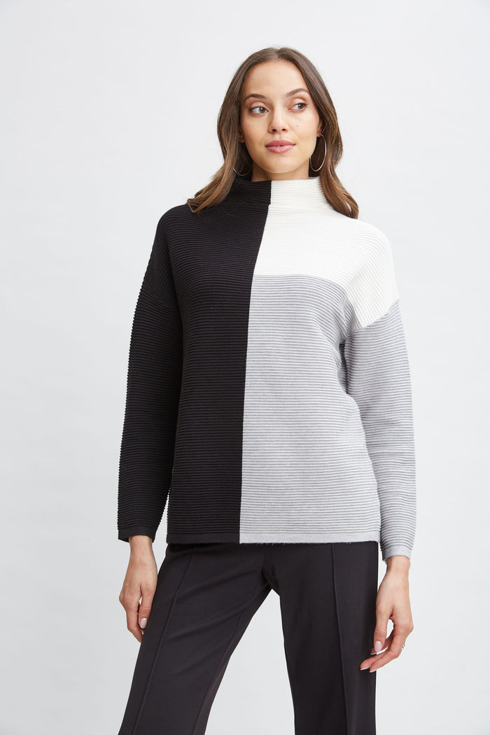 Elie Tahari T-Tahari Colorblock Sweater GREY HEATHER COMBO