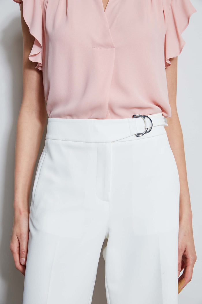 Elie Tahari T-Tahari Cropped Wide Leg Pant WHITE STAR