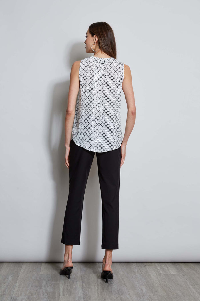 Elie Tahari T-Tahari Dot Mesh Sleeveless Shirt DOTTED MESH PRINT (WHITE)