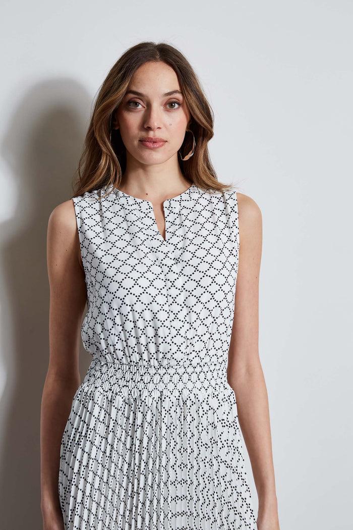 Elie Tahari T-Tahari Dotted Mesh Shirt Dress DOTTED MESH PRINT (WHITE)
