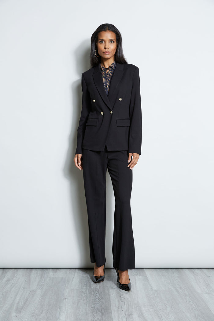 Elie Tahari T-Tahari Double Breasted Knit Blazer BLACK