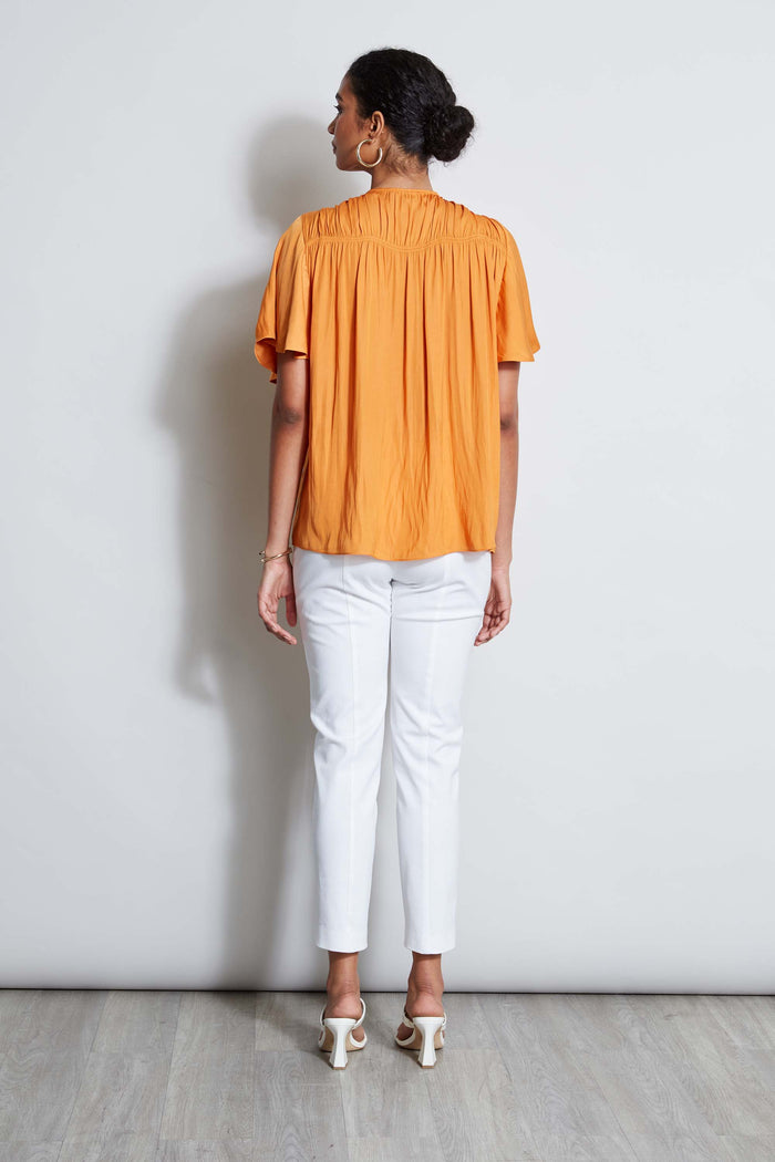 Elie Tahari T-Tahari Flutter Sleeve Shirt ORANGE BLOSSOM