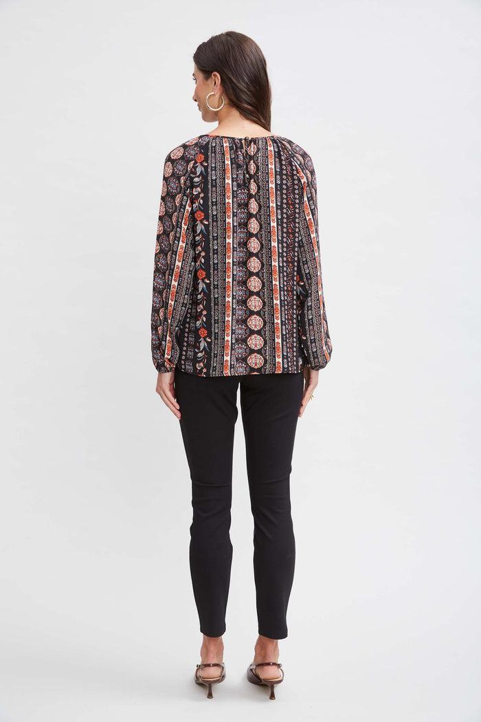 Elie Tahari T-Tahari Garden Keyhole Shirt SPANISH GARDEN