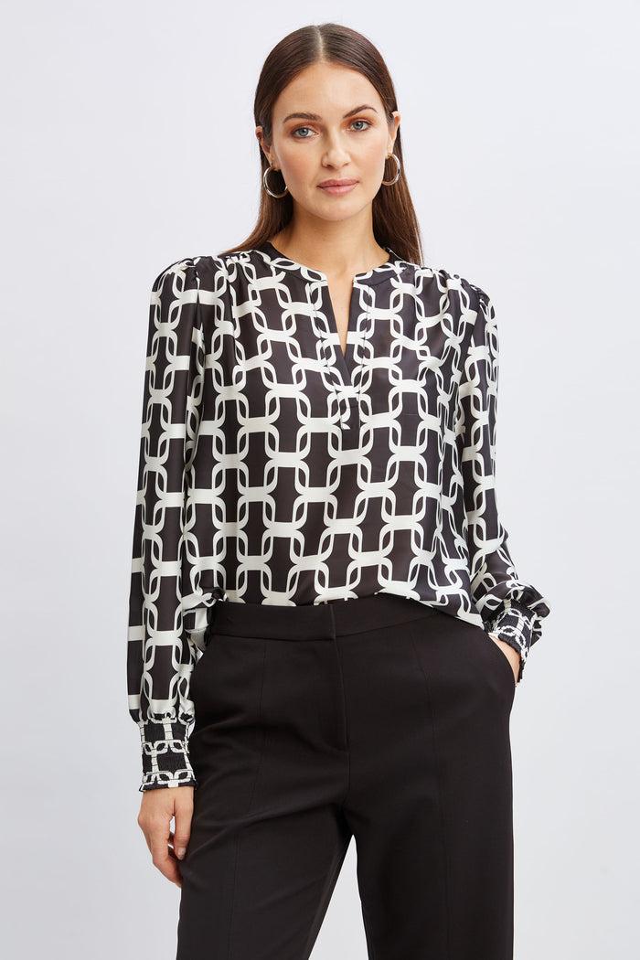 Elie Tahari T-Tahari Geometric Chain Shirt LONDON CHAIN PRINT
