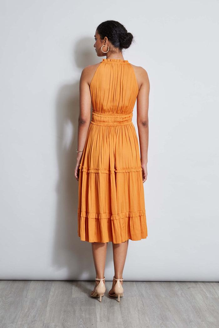 Elie Tahari T-Tahari Halter Midi Dress ORANGE BLOSSOM