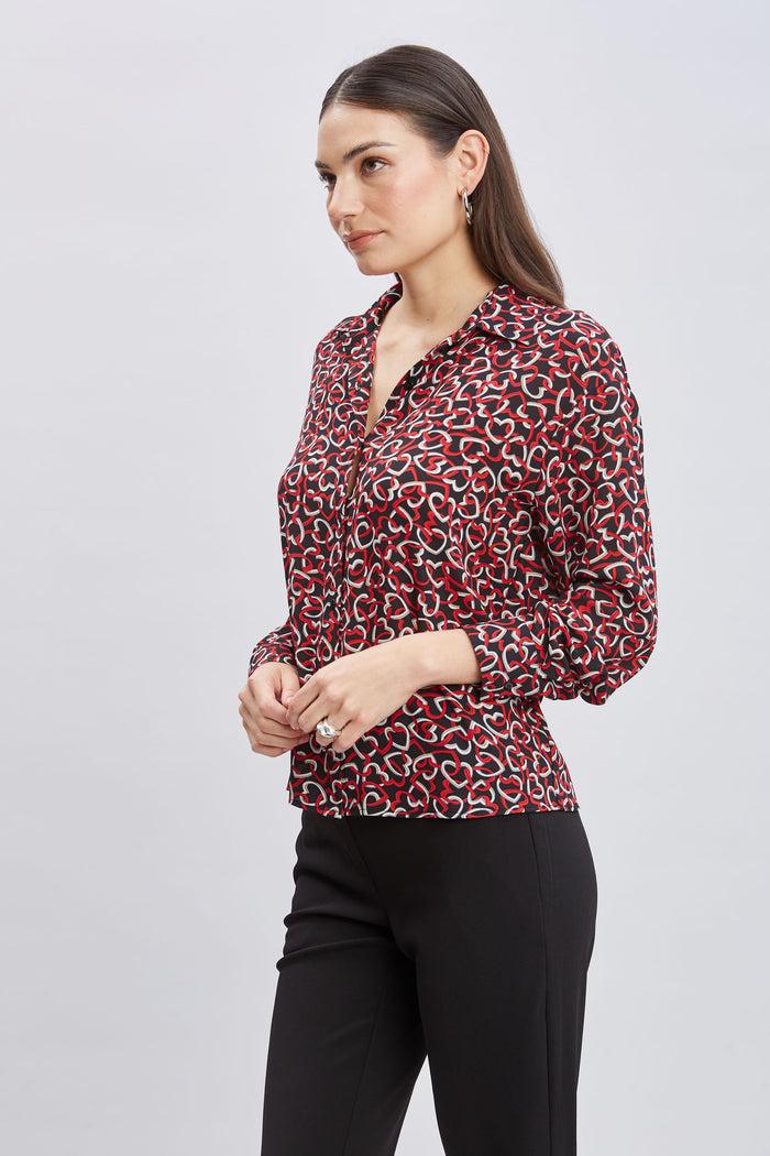 Elie Tahari T-Tahari Heart Link Print Shirt HEART LINK PRINT