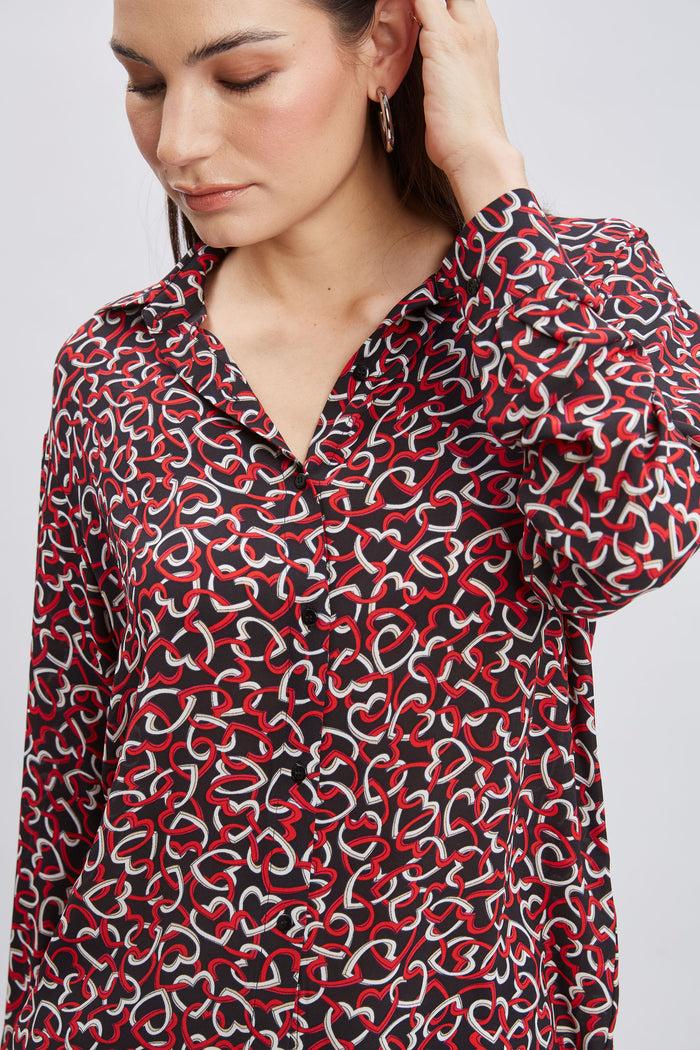 Elie Tahari T-Tahari Heart Link Print Shirt HEART LINK PRINT