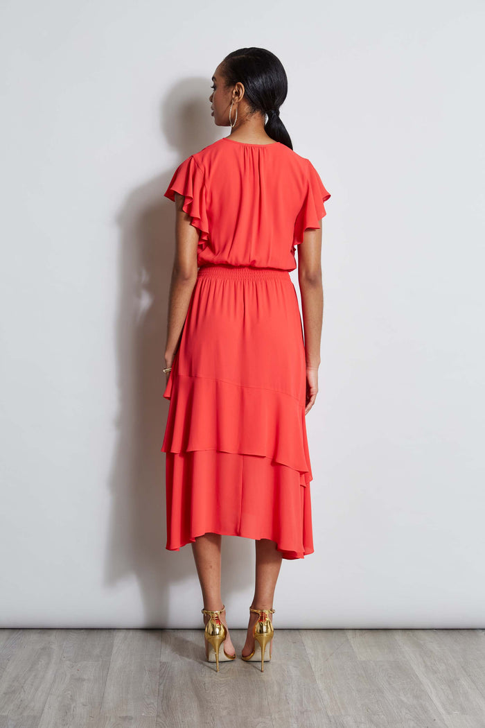 Elie Tahari T-Tahari Keyhole Midi Dress HIBISCUS RED