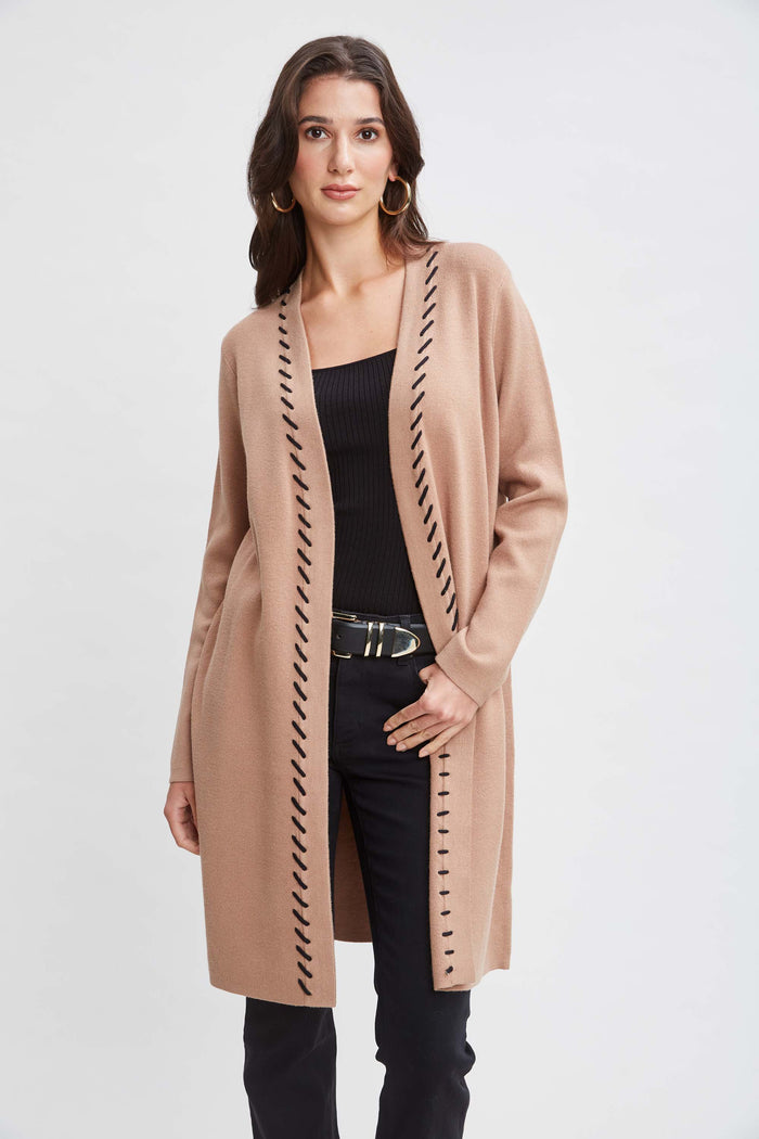 Elie Tahari T-Tahari Long Stitched Cardigan HAZELWOOD