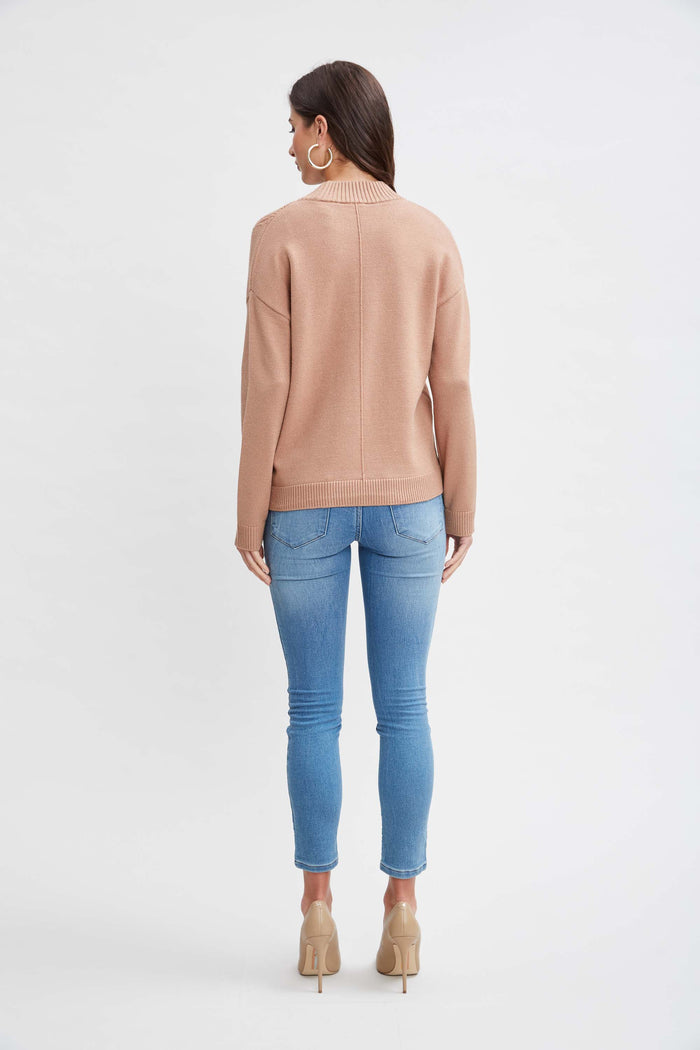 Elie Tahari T-Tahari Mock Neck Rib Sweater HAZELWOOD
