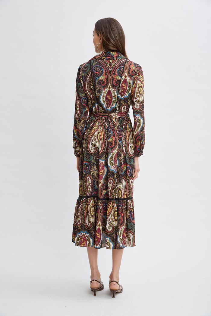 Elie Tahari T-Tahari Paisley Midi Dress PEACOCK PAISLEY