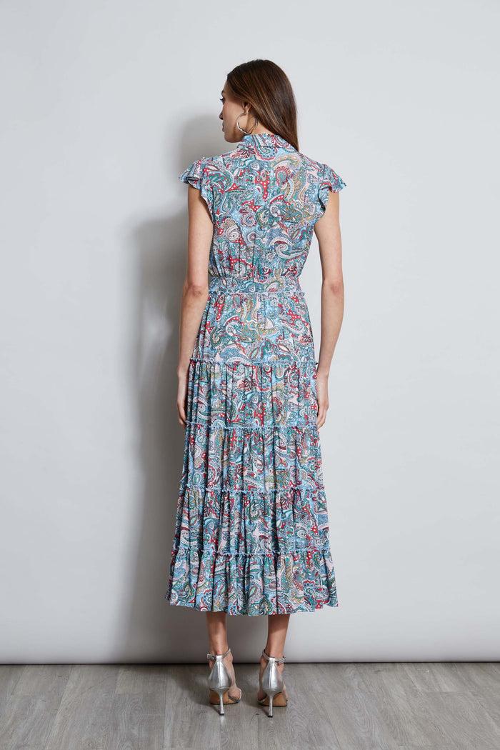 Elie Tahari T-Tahari Paisley Midi Dress ROYAL PAISLEY PRINT