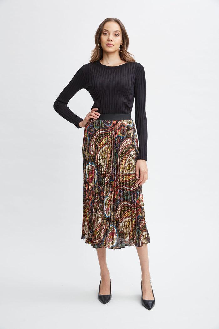 Elie Tahari T-Tahari Paisley Pleated Skirt PEACOCK PAISLEY