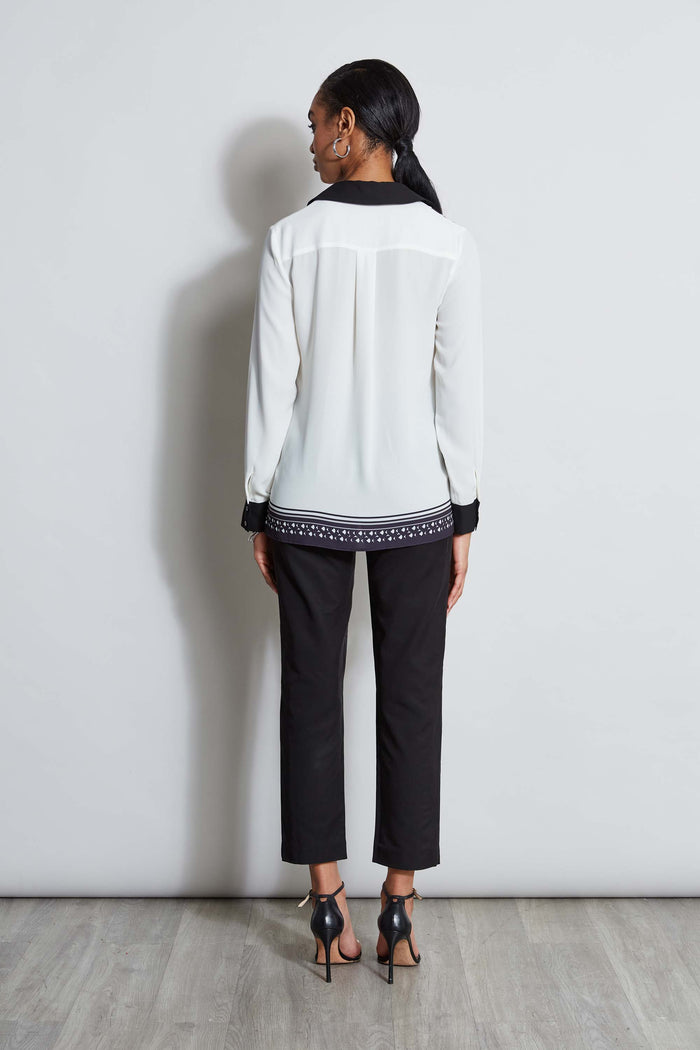 Elie Tahari T-Tahari Paisley Scarf Print Shirt PAISLEY PRINT (BLACK/WHITE)