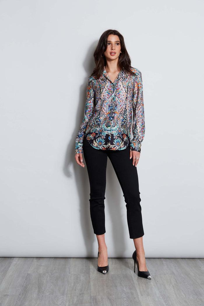 Elie Tahari T-Tahari Royal Garden Button Down Shirt ROYAL GARDEN