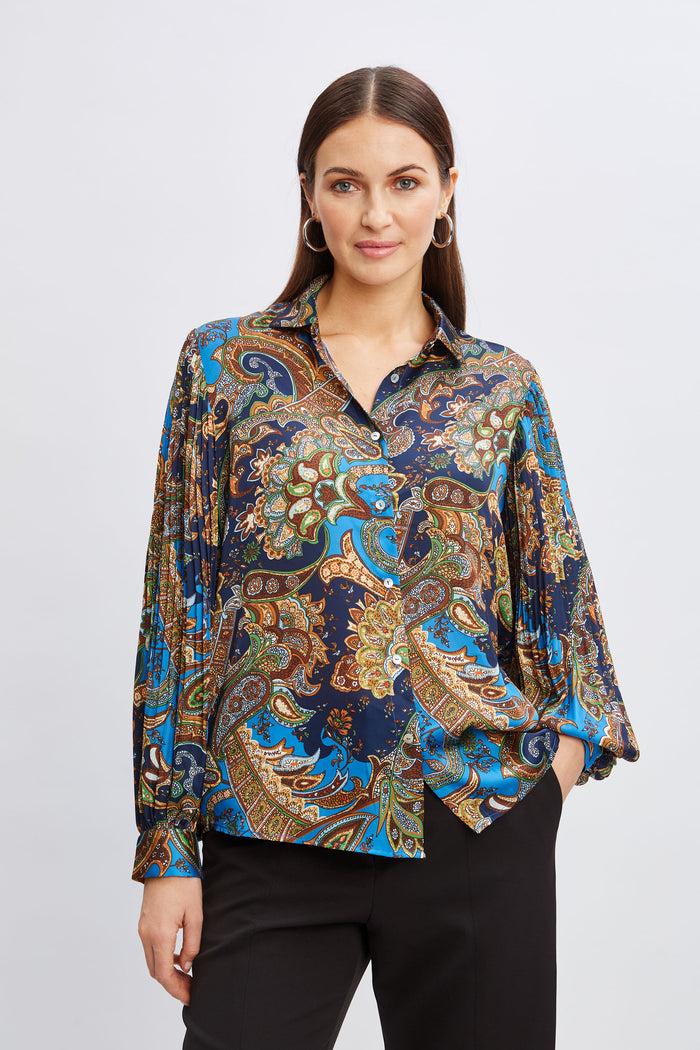 Elie Tahari T-Tahari Royal Paisley Button Down ROYAL PAISLEY PRINT