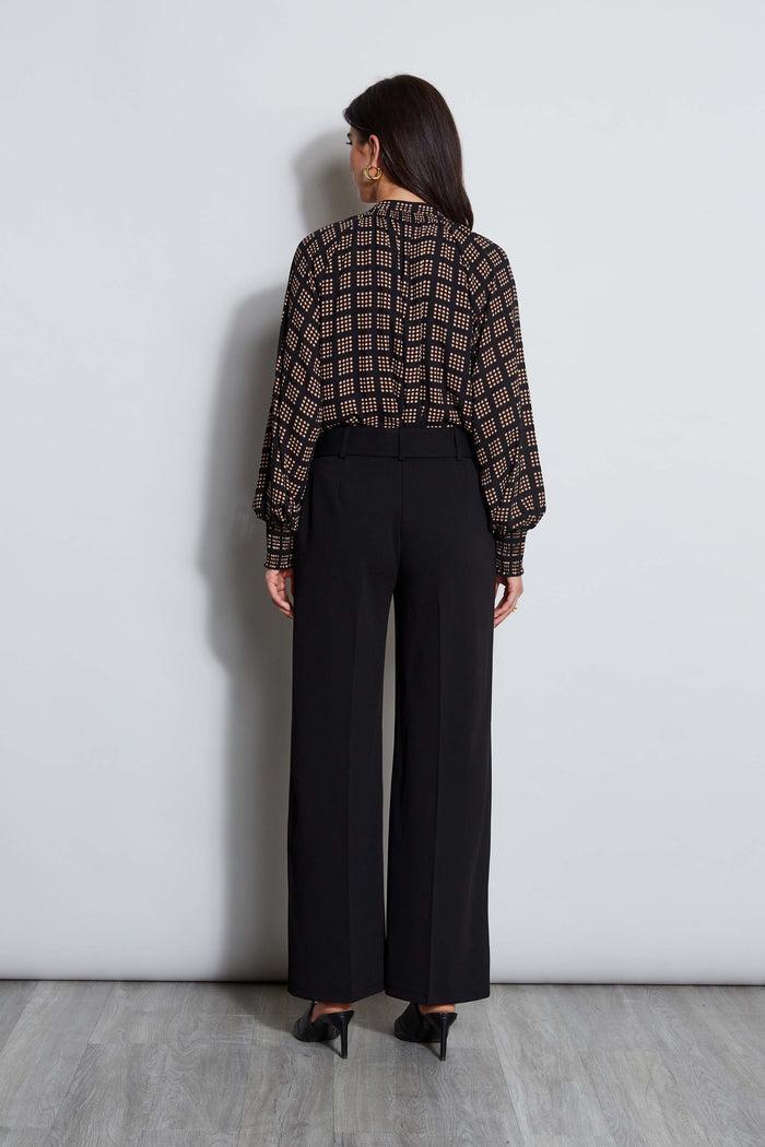 Elie Tahari T-Tahari Scuba Crepe Wide Leg Belted Pant BLACK