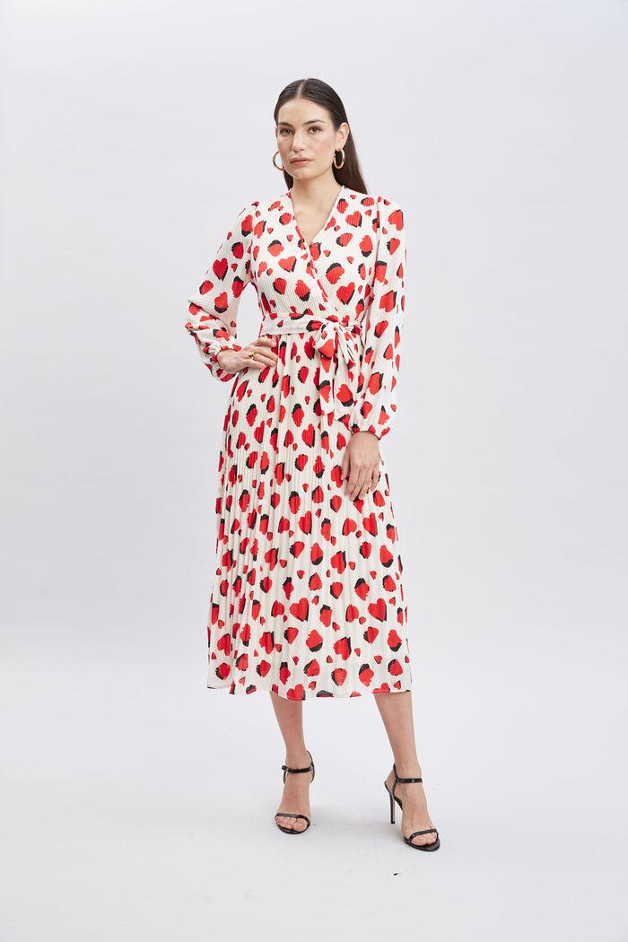 Elie Tahari T-Tahari Shadow Heart Wrap Dress SHADOW HEART PRINT