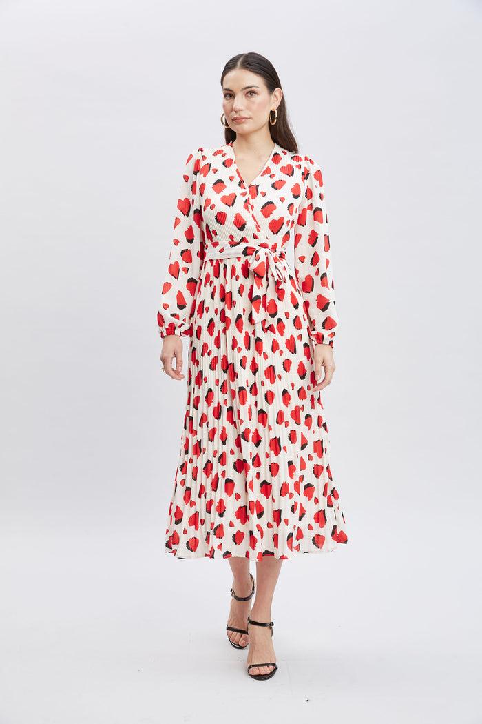 Elie Tahari T-Tahari Shadow Heart Wrap Dress SHADOW HEART PRINT