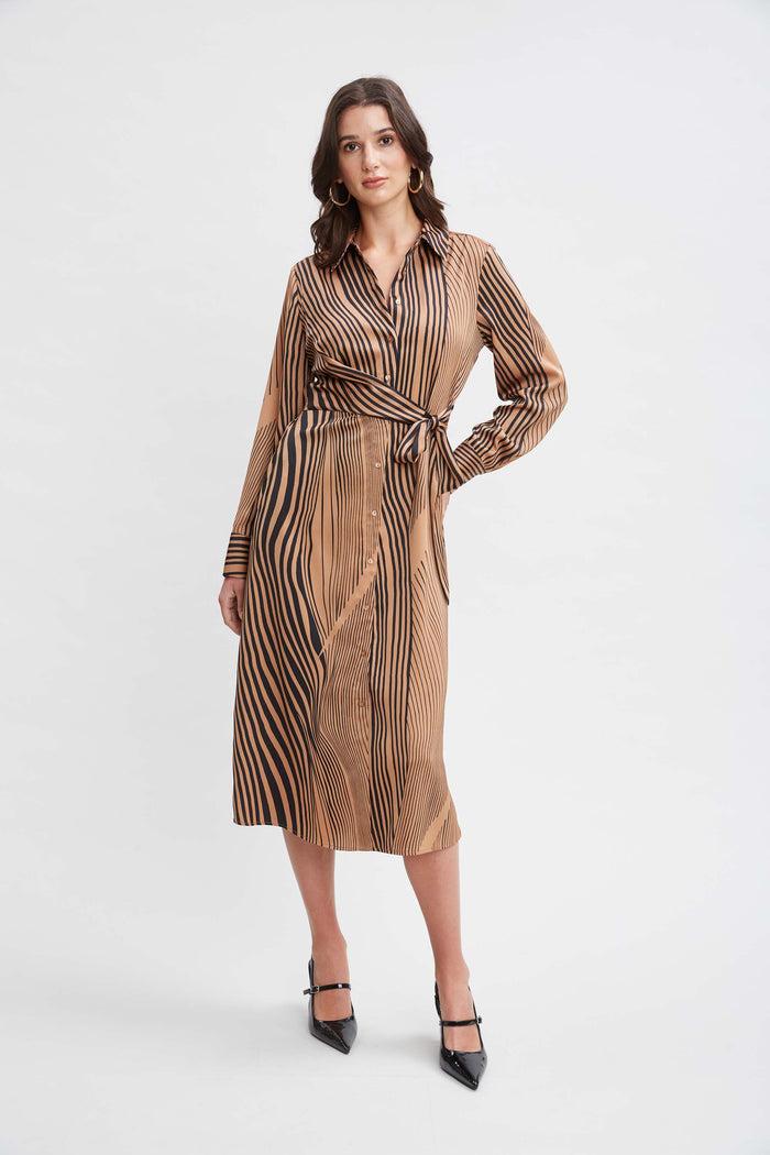 Elie Tahari T-Tahari Side Tie Shirt Dress HAZEL SOFT STRIPE