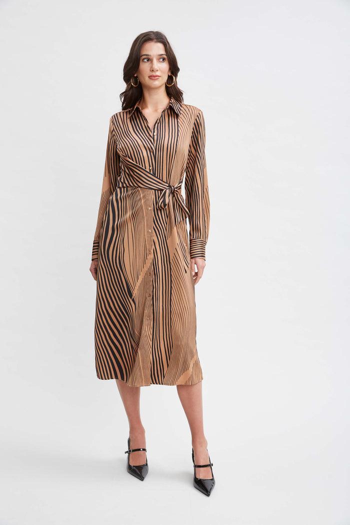 Elie Tahari T-Tahari Side Tie Shirt Dress HAZEL SOFT STRIPE